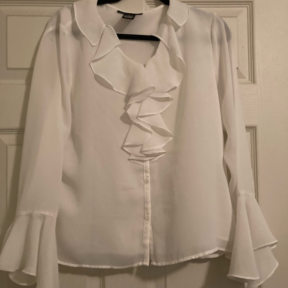 White Bell Sleeve Blouse